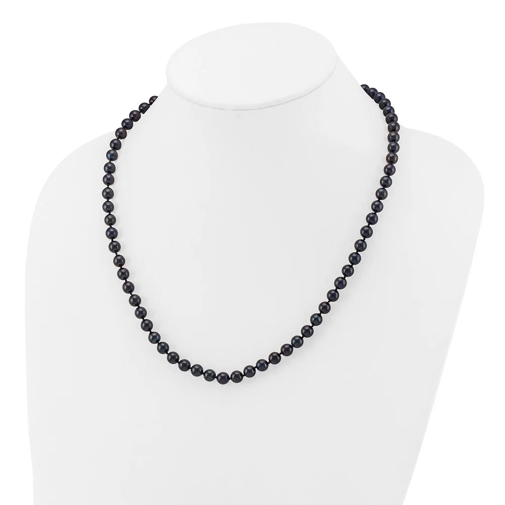 14k White Gold 6-7mm Round Black Akoya Cultured Pearl Necklace M5837