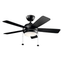 42 inch Ceiling Fan with Light Kit Satin Black Finish with Black/Silver Blade Finish with Etched Cased Opal Glass K9370