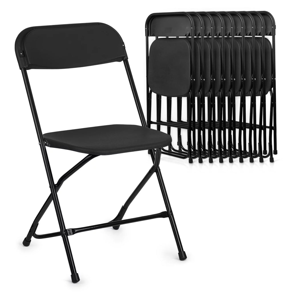 10 Pack Black Plastic Folding Chairs J12240