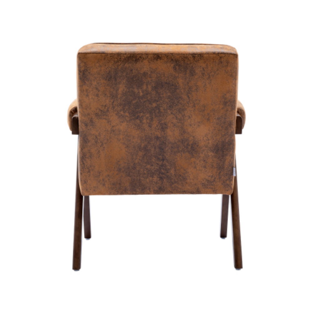 Mid-Century Modern Accent Chair with Solid Wood Armrest and Feet U780