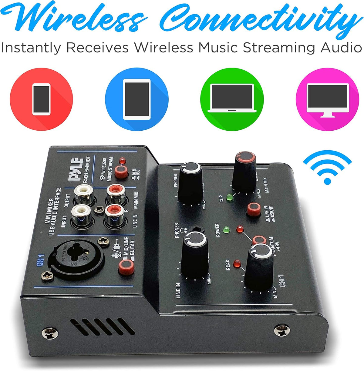 2-Channel Bluetooth DJ Controller Sound Mixer with USB Audio Interface R900634