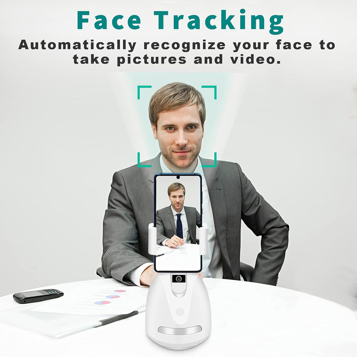 Smart Tracking Phone Holder with Selfie Light L5021