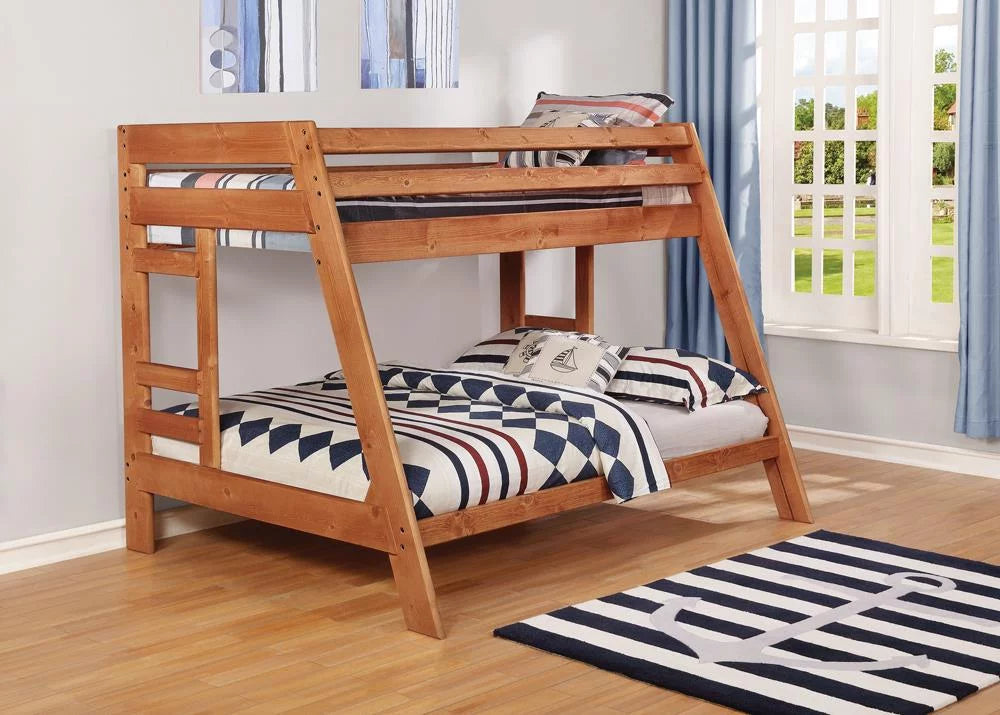 Twin over Full Bunk Bed with Built-in Ladder G194324