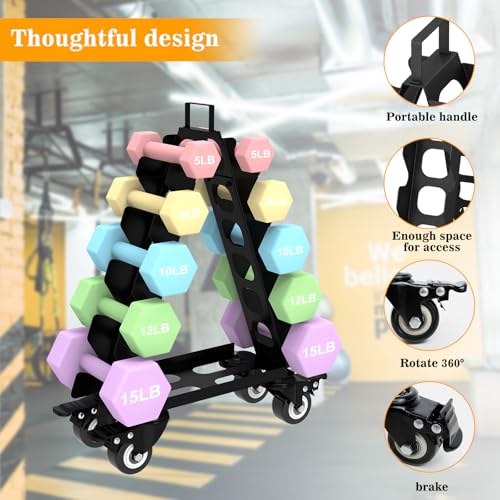 5 Tier Dumbbell Rack with Wheels L168