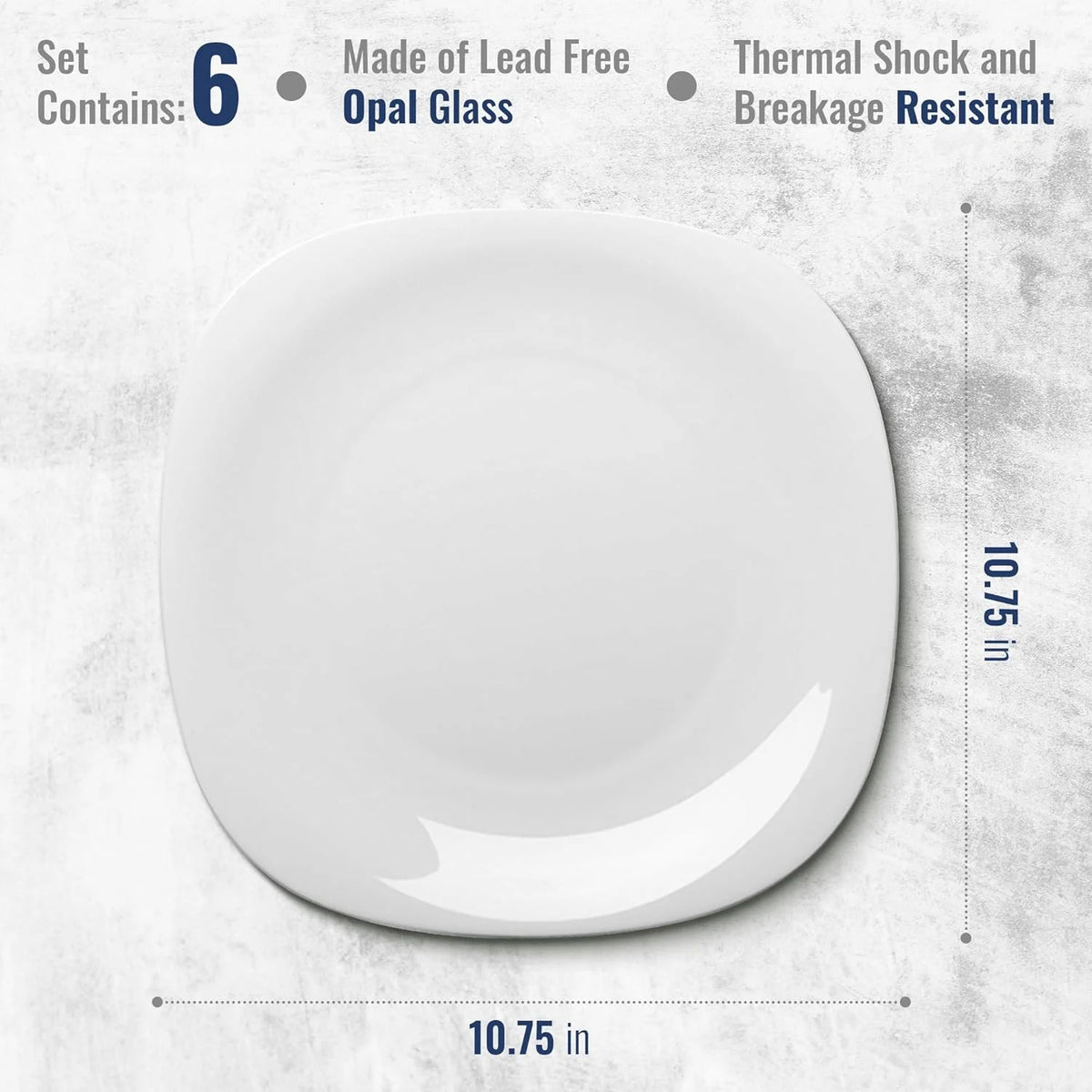 Set of 6 Tempered Opal Glass Dinner Plates Q8442