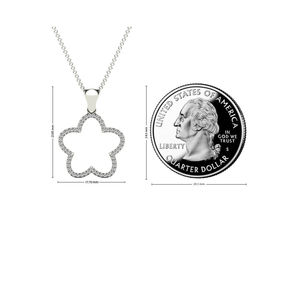 10K White Gold Diamond Clover Pendant Necklace J836