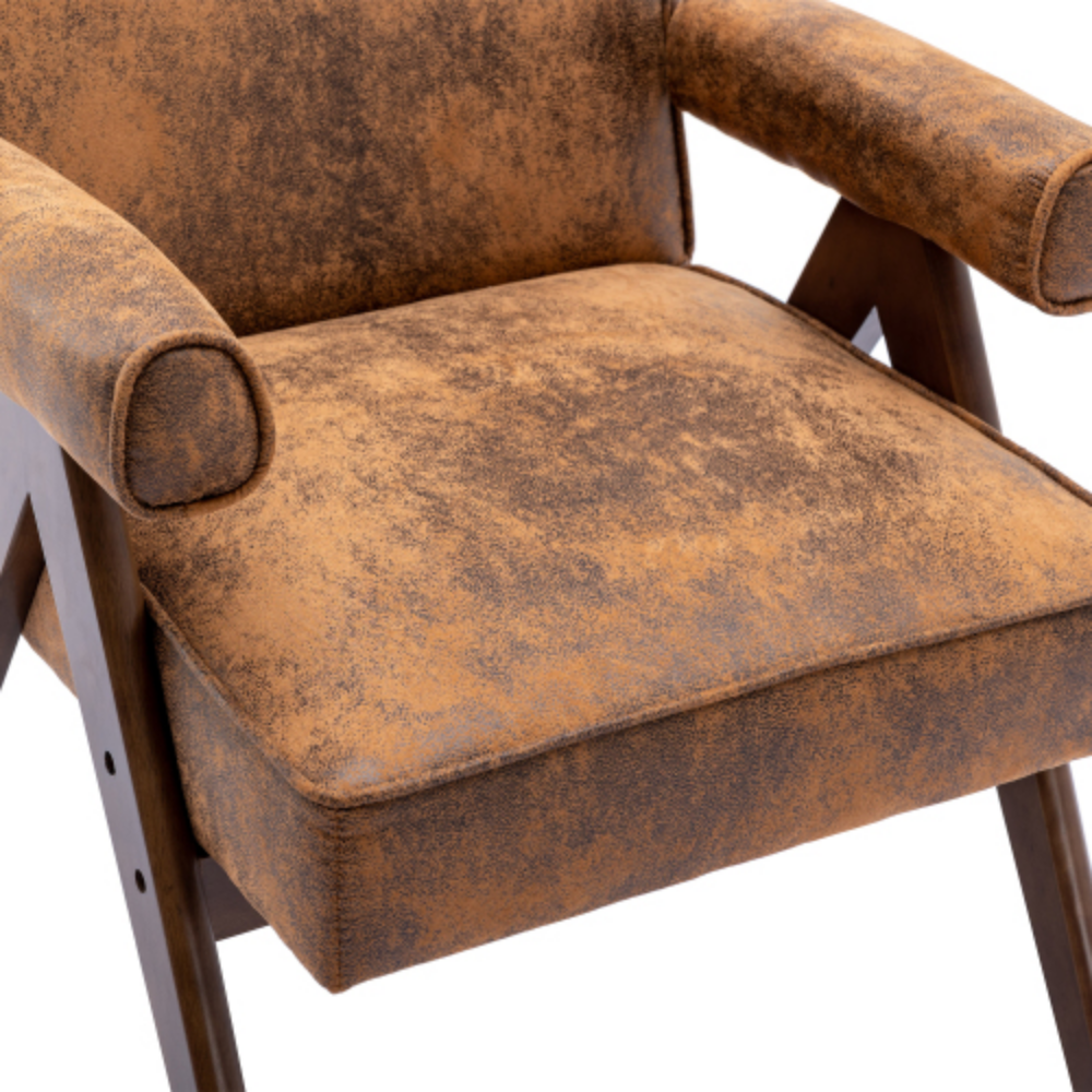 Mid-Century Modern Accent Chair with Solid Wood Armrest and Feet U780