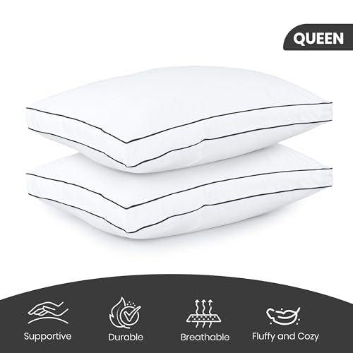 King Size White Set of 2 Gusseted Bed Pillows W647