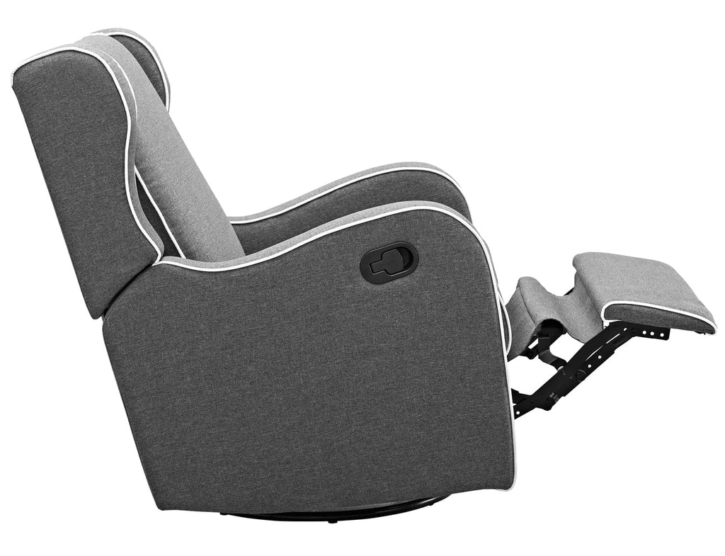 Gray Fabric Upholstered Swivel Gliding Recliner Q9918