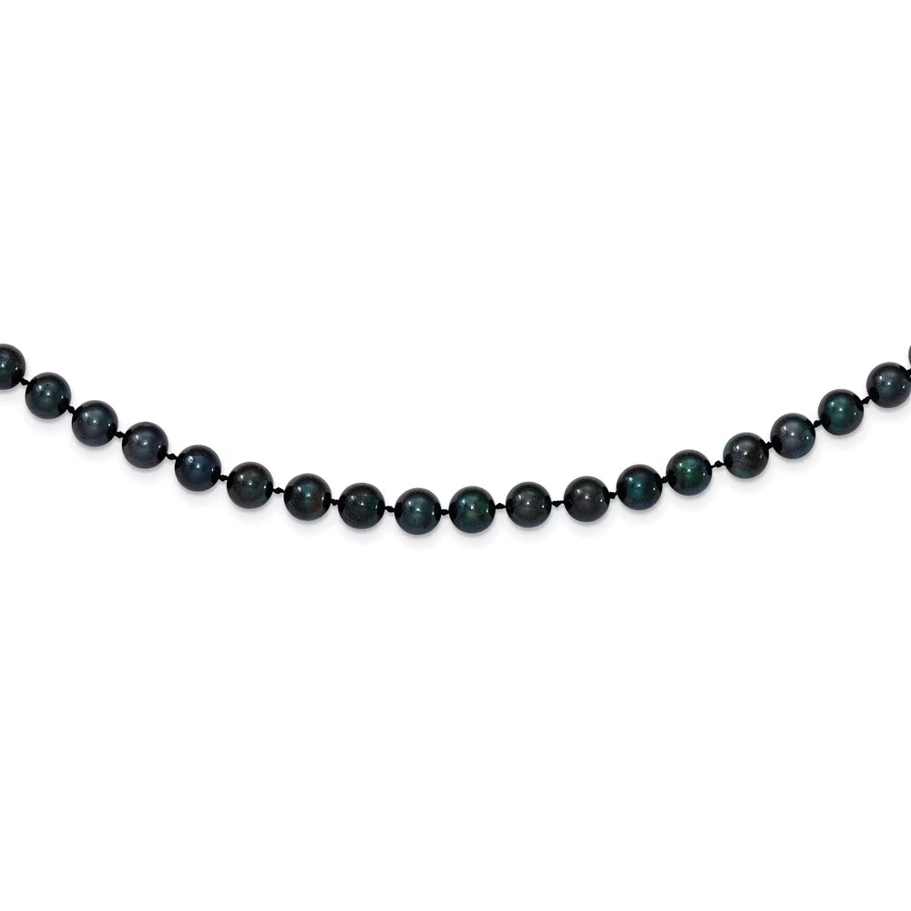 14k White Gold 6-7mm Round Black Akoya Cultured Pearl Necklace M5837