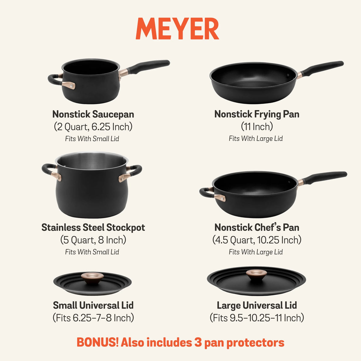 6 Piece Hard Anodized Stainless Steel Cookware Set S182