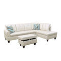 Off White 3PC Sectional with Ottoman D30249