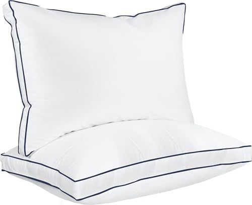 King Size White Set of 2 Gusseted Bed Pillows W647
