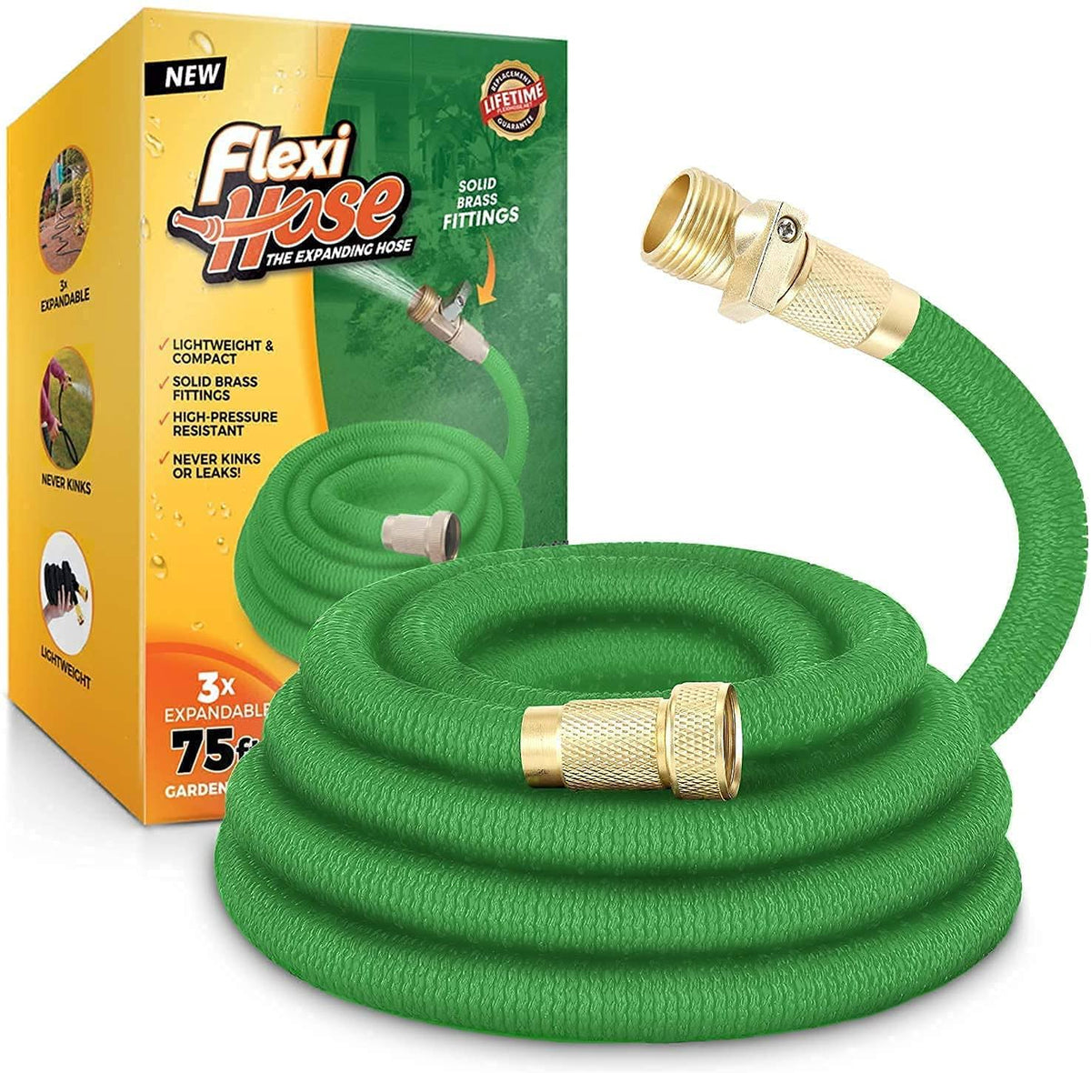 3/4 inch Expandable Garden Hose with Brass Fittings E1209