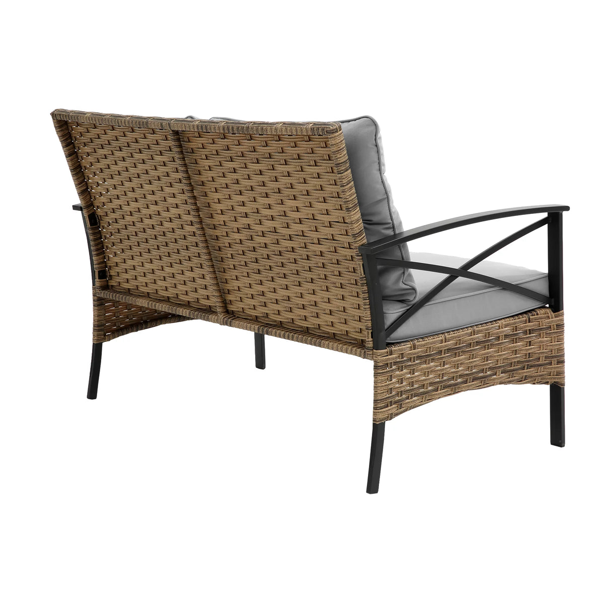 4 Piece Grey Wicker Sofa Set with Cushions X6616