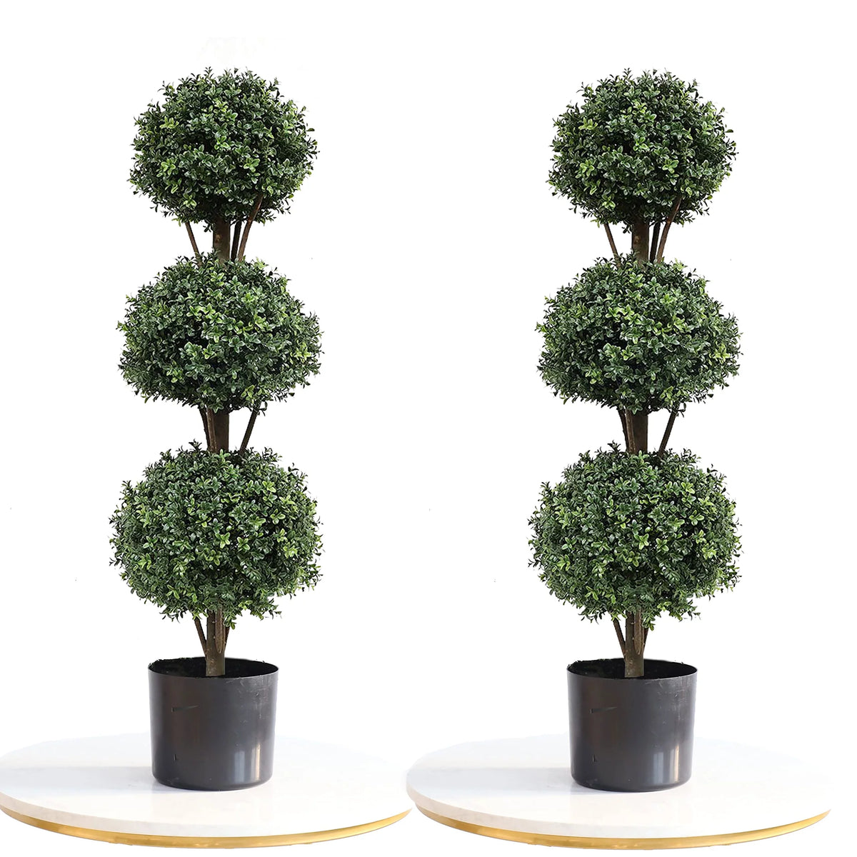 Set of 2 47 inch Artificial Boxwood Topiary Ball Tree Y76796