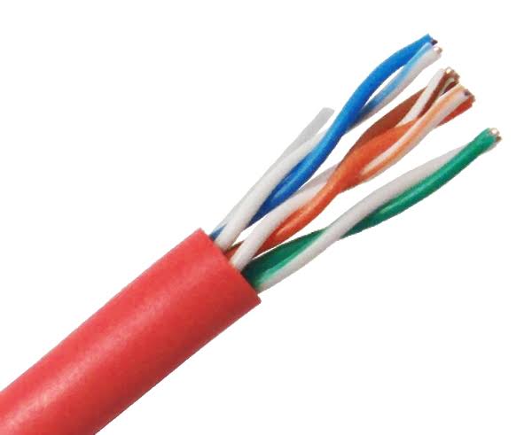 Red 24 AWG 1000ft Cat5e Riser Bulk Ethernet Cable D92461