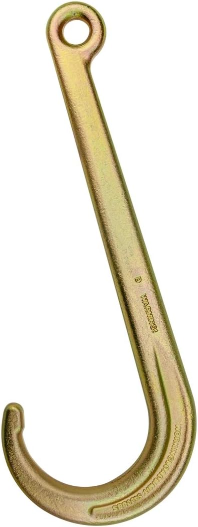 Tow Chain with 15 Inch Forged J Hook and Grab Hook, Grade 70, 8 Foot, Pack of 2 C779