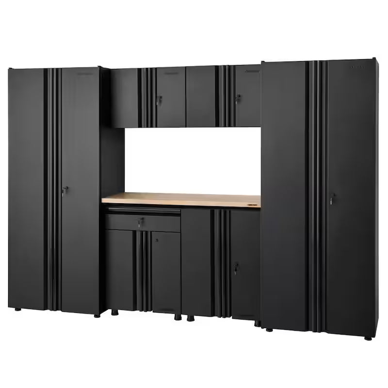 7 Piece Welded Steel Garage Storage System Black B9436