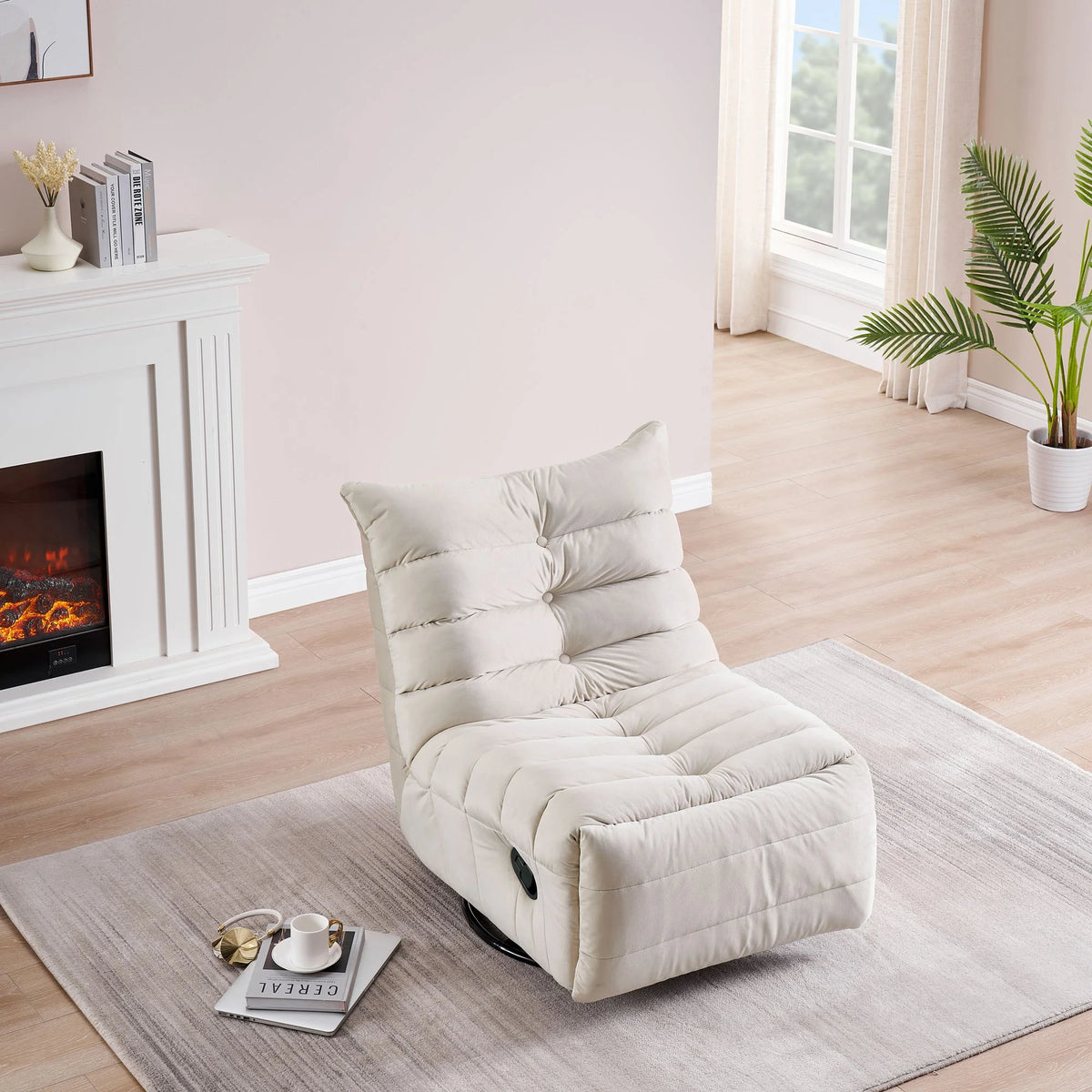 Rotatable Upholstered Lounge Chair with Side Pocket Z472