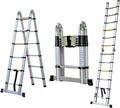 Telescoping 2 in 1 Extension Ladder, 6 FT Herringbone & 12 FT Straight, Lightweight Collapsible with Stabilizer Bar M42316