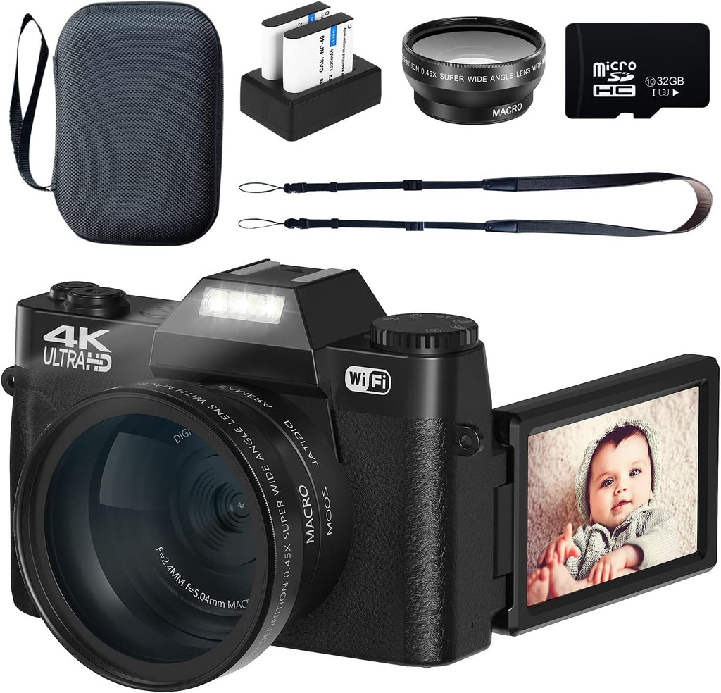 Purple 4K 48MP Digital Camera with WiFi, 32GB SD Card, 2 Batteries V65089