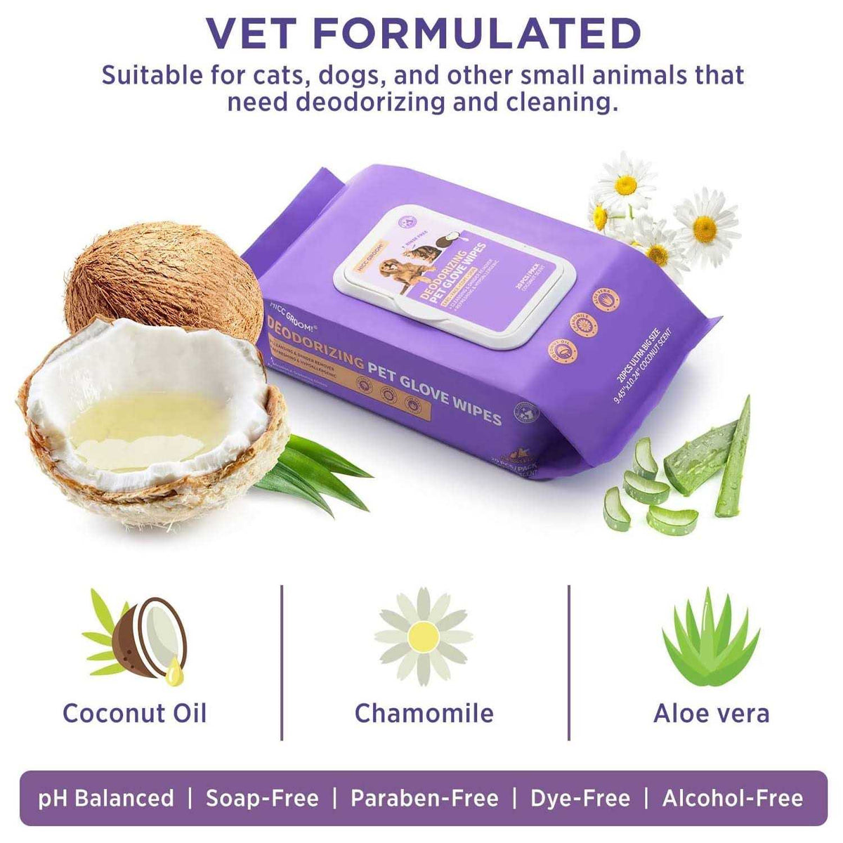 Deodorizing Pet Glove Wipes 20 pc F44180