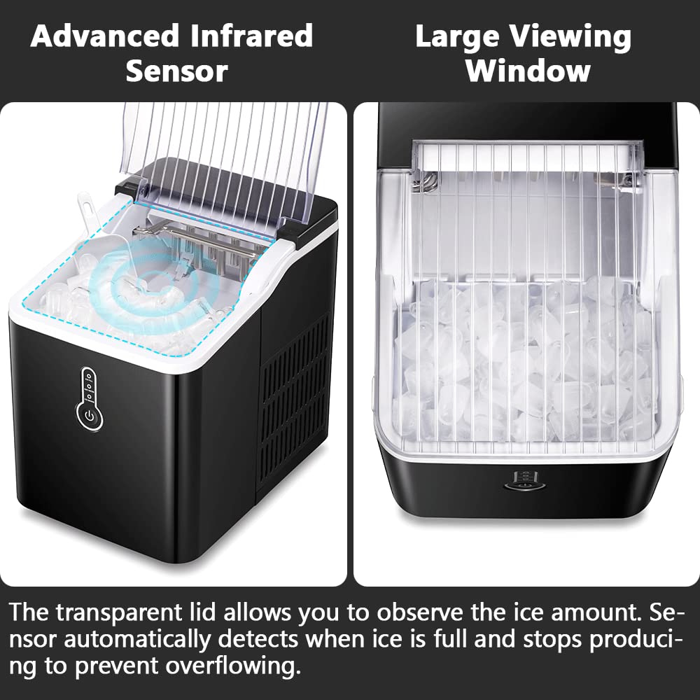 Black 26Lbs/24Hrs Portable Bullet Ice Maker with Ice Scoop/Basket L589895