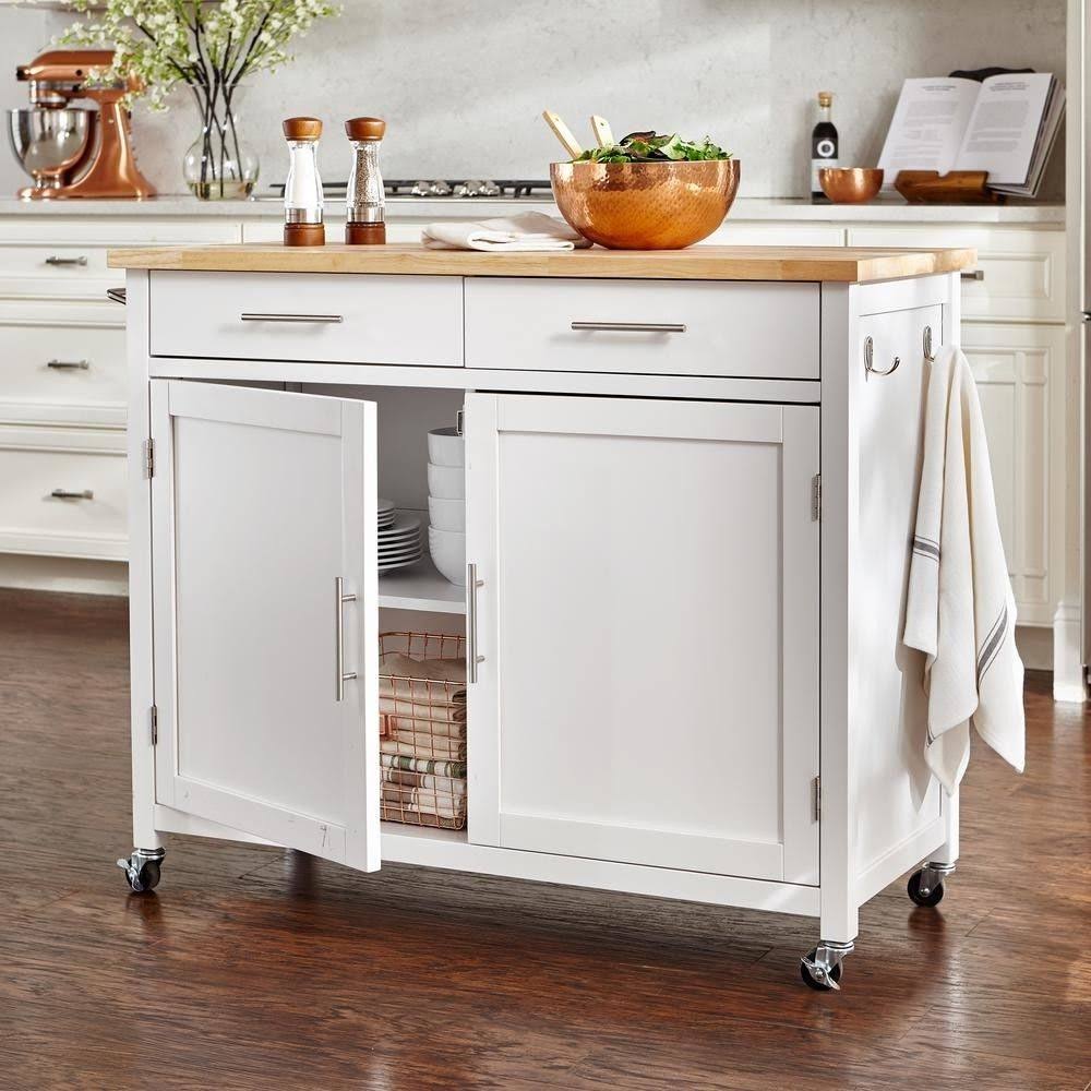 White Kitchen Cart with 2 Drawers P92521