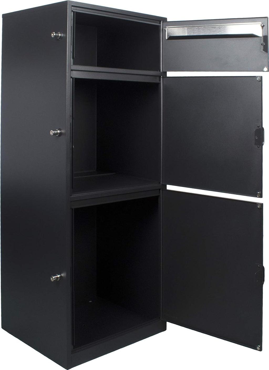 Black Steel Freestanding Parcel Drop Mail Box with Locking Letterbox Y8856