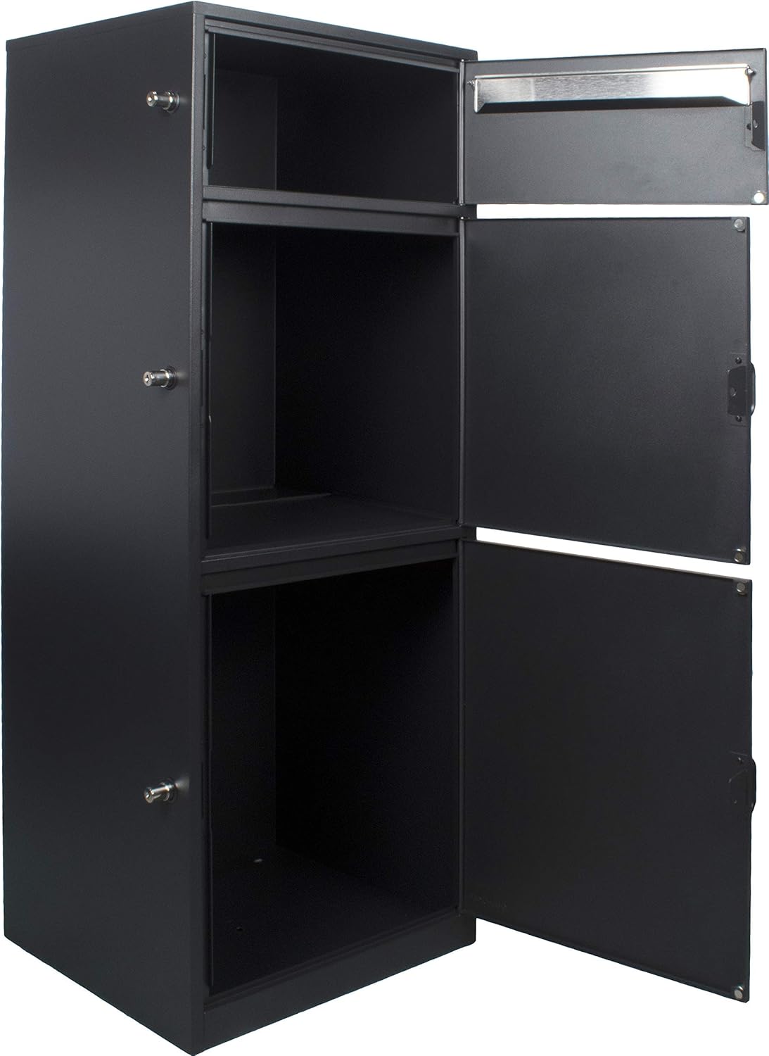 Black Steel Freestanding Parcel Drop Mail Box with Locking Letterbox Y8856