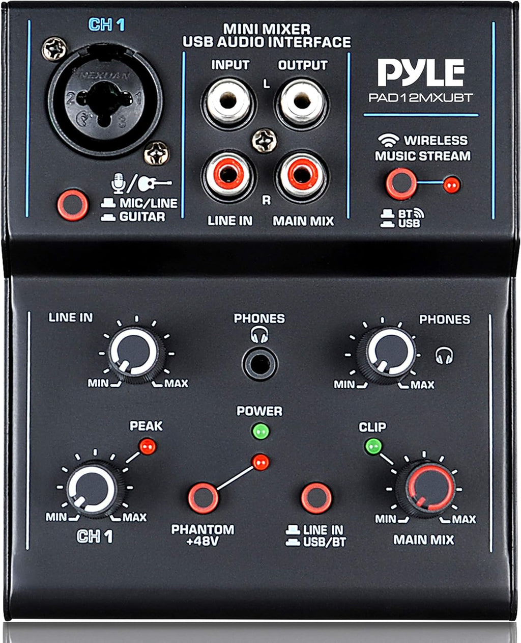 2-Channel Bluetooth DJ Controller Sound Mixer with USB Audio Interface R900634