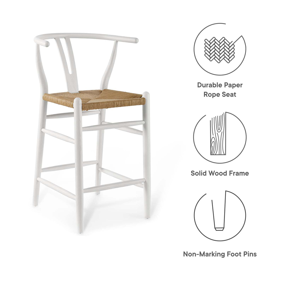 White Wood Counter Stool Set of 2 R62400