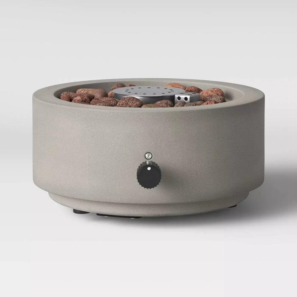 Round Patio Tabletop Fireplace with Umbrella Hole, 10 Inches, Gray D252264