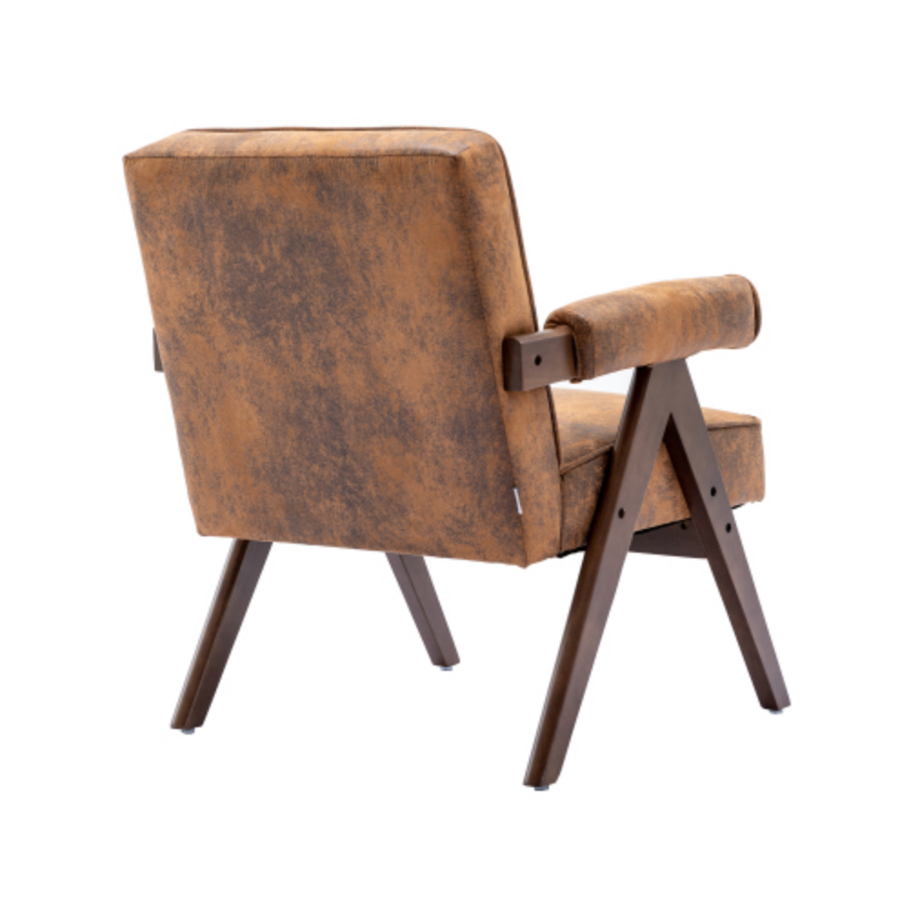 Mid-Century Modern Accent Chair with Solid Wood Armrest and Feet U780