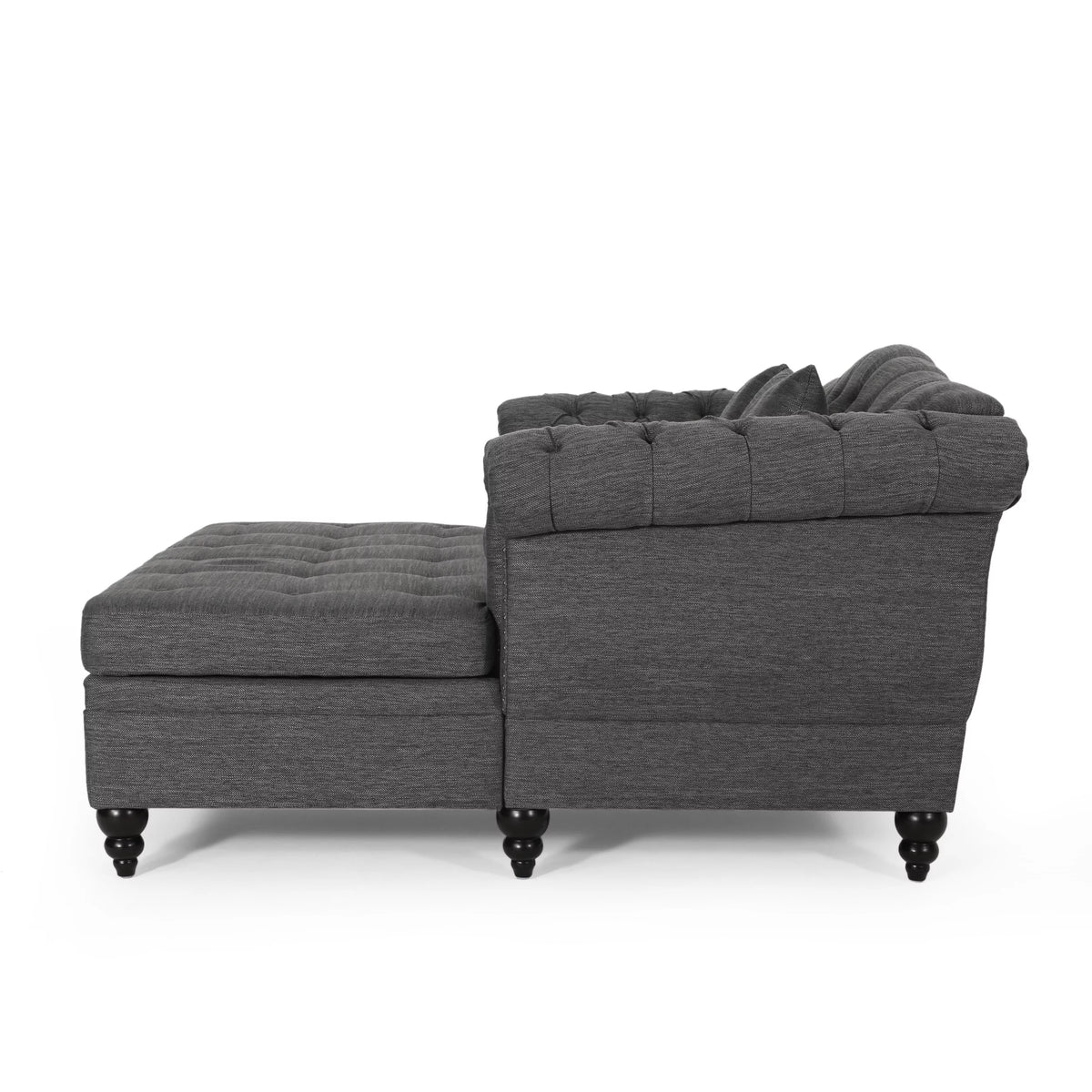 Dark Brown and Charcoal Tufted Chaise Lounge Y833140