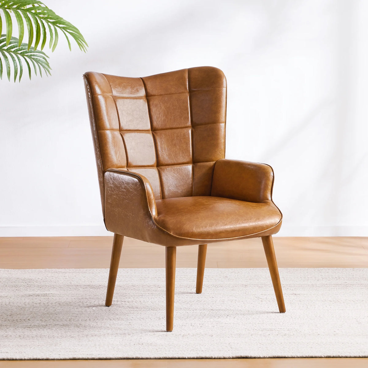 Faux Leather Accent Chair with Wing Side K536