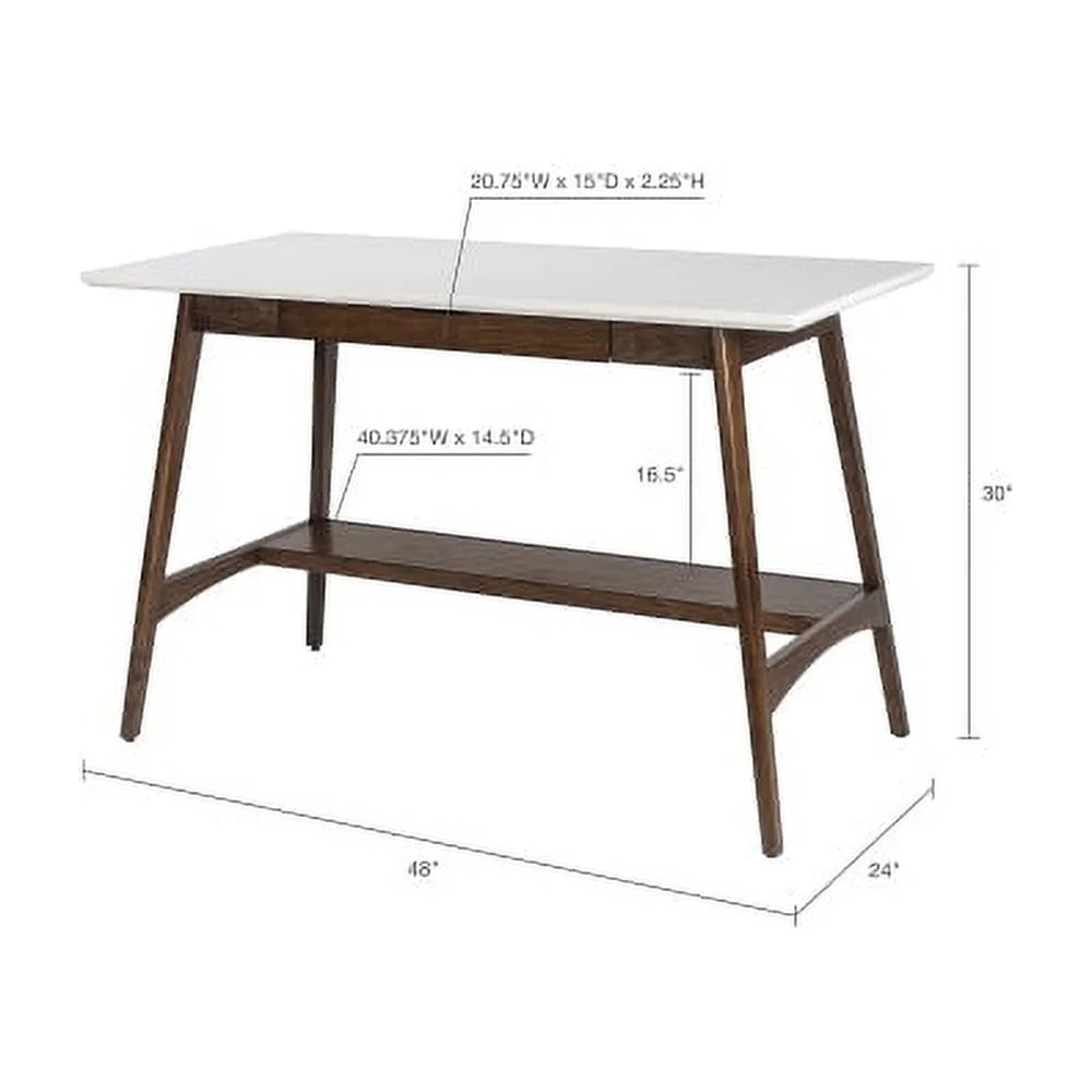 Off White Pecan Wood Desk I53813