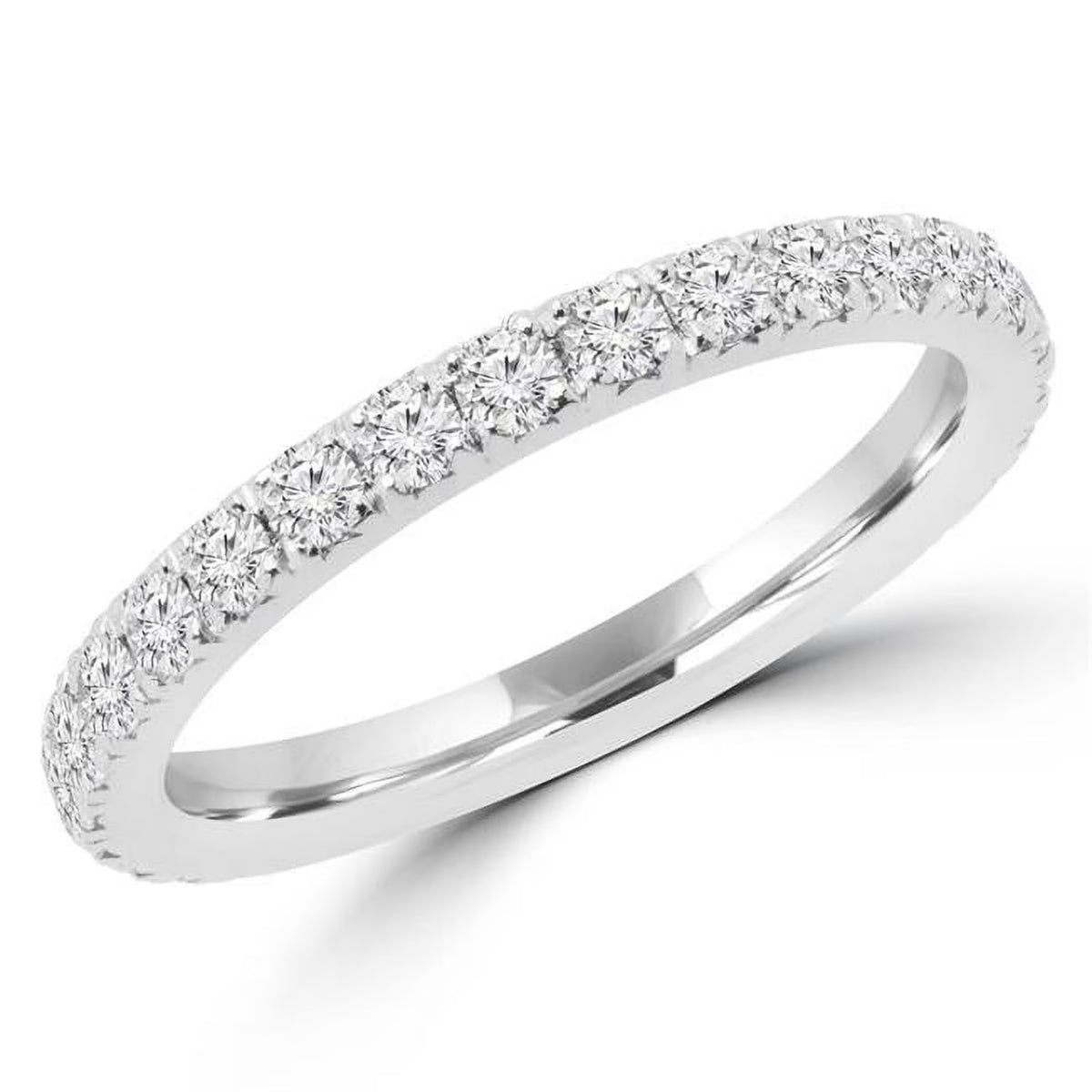 14K White Gold Semi-Eternity Wedding Band Ring N10805
