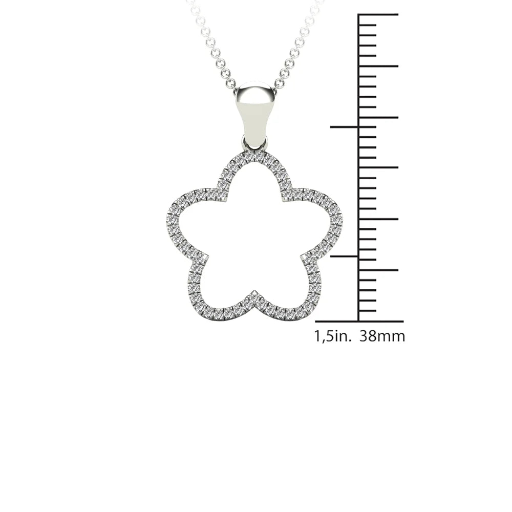 10K White Gold Diamond Clover Pendant Necklace J836