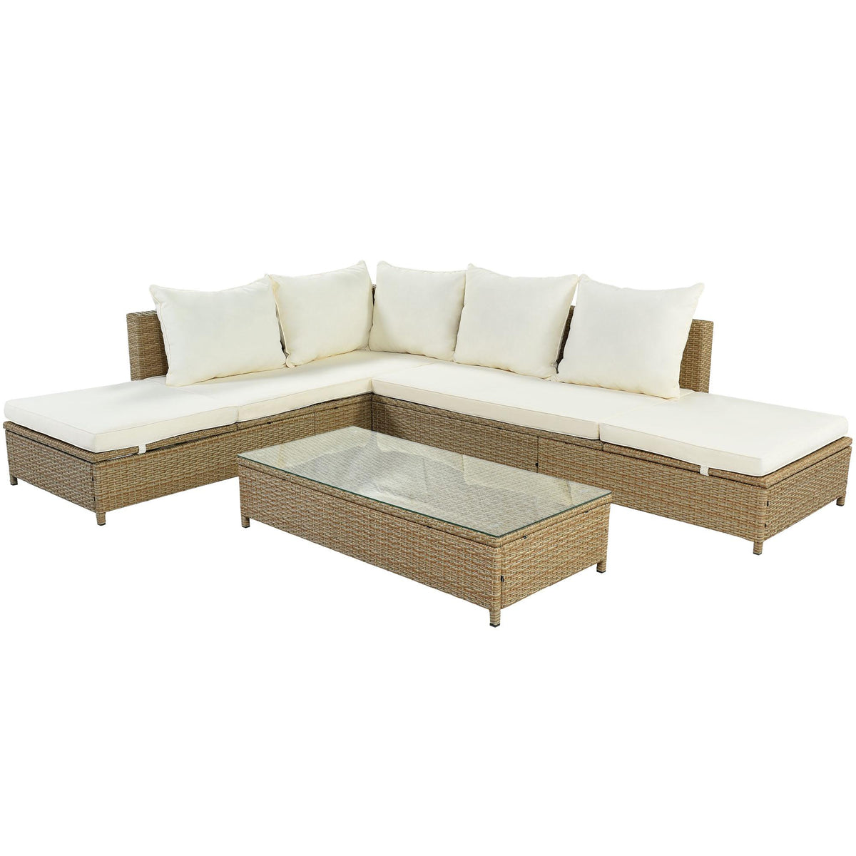 6 Seat PE Rattan Sectional Sofa Set with Adjustable Chaise M501
