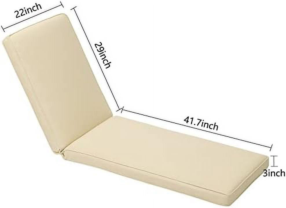 Beige Olefin Fabric Patio Chaise Lounger Cushion 72 x 21 x 3 Inch L9700