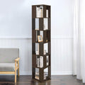 Black Walnut 6 Tier Rotating Wooden Bookcase W7076