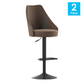 Set of 2 Adjustable Height Barstools with Upholstered Seats and Footring, Brown S17008