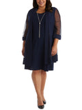 Sheer Knee-Length Shift Dress and Jacket Set C6706