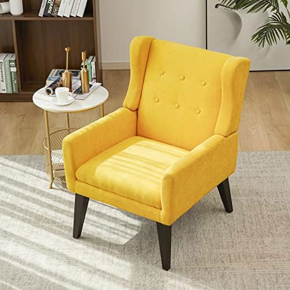 Yellow Upholstered Fabric Wingback Accent Chair S8222