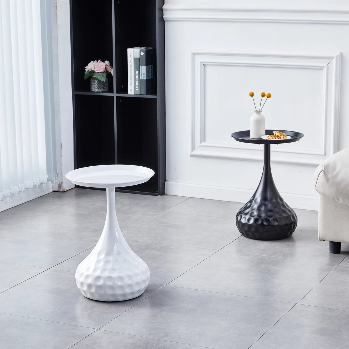 Black Metal Round Side Table O706814