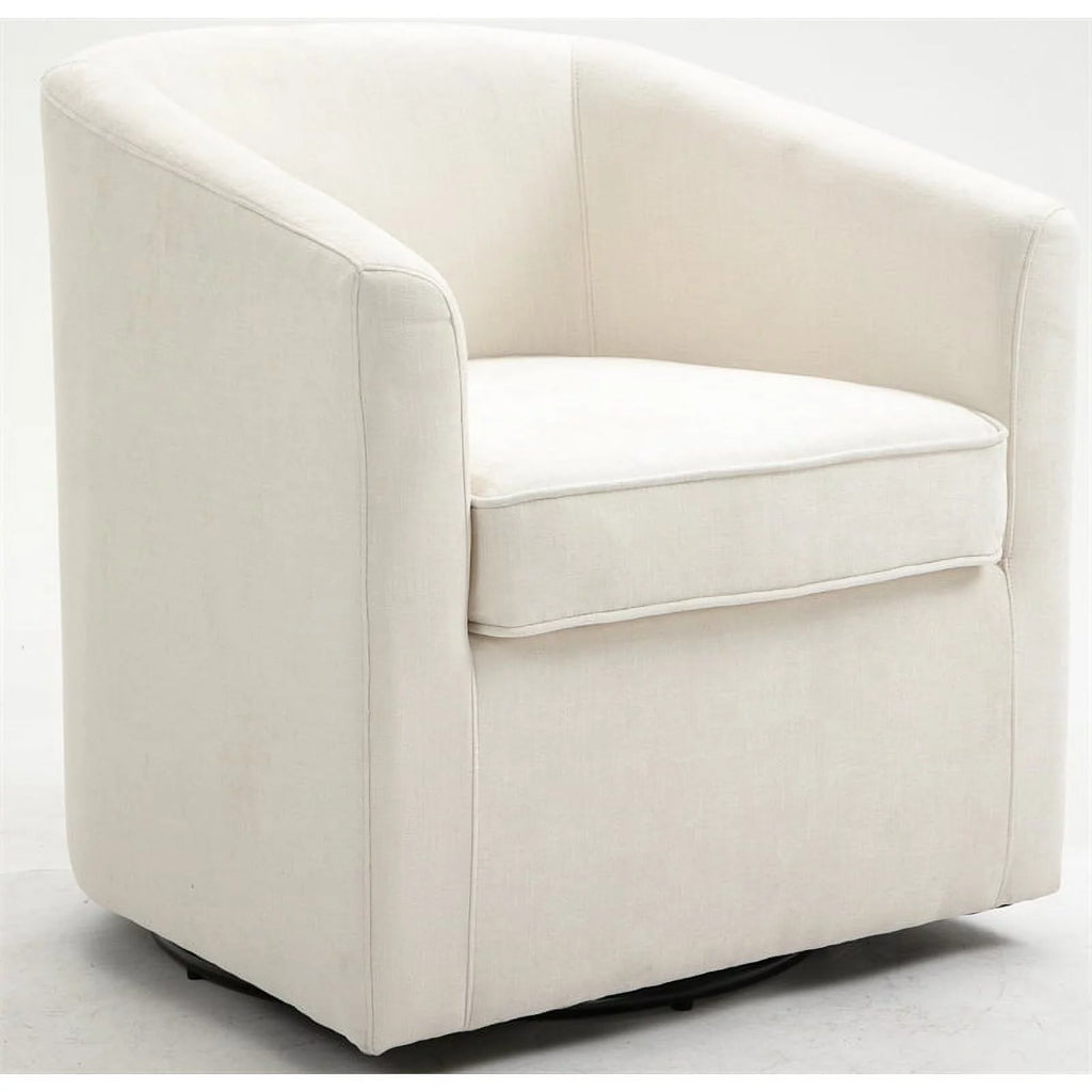 Beige Wood Swivel Upholstered Accent Chair V2241