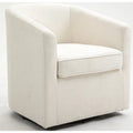 Beige Wood Swivel Upholstered Accent Chair V2241