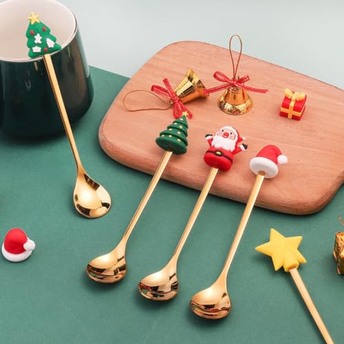 6 Pcs Golden Stainless Steel Coffee Spoons Set W858